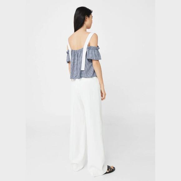 Mango Blue White Gingham Flowy Cami Top Tank Blouse - Picture 9 of 11